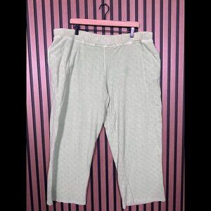 The K Label Pants OS Green Wide Leg Woven Texture Knit Terry Fleece Sweatpants